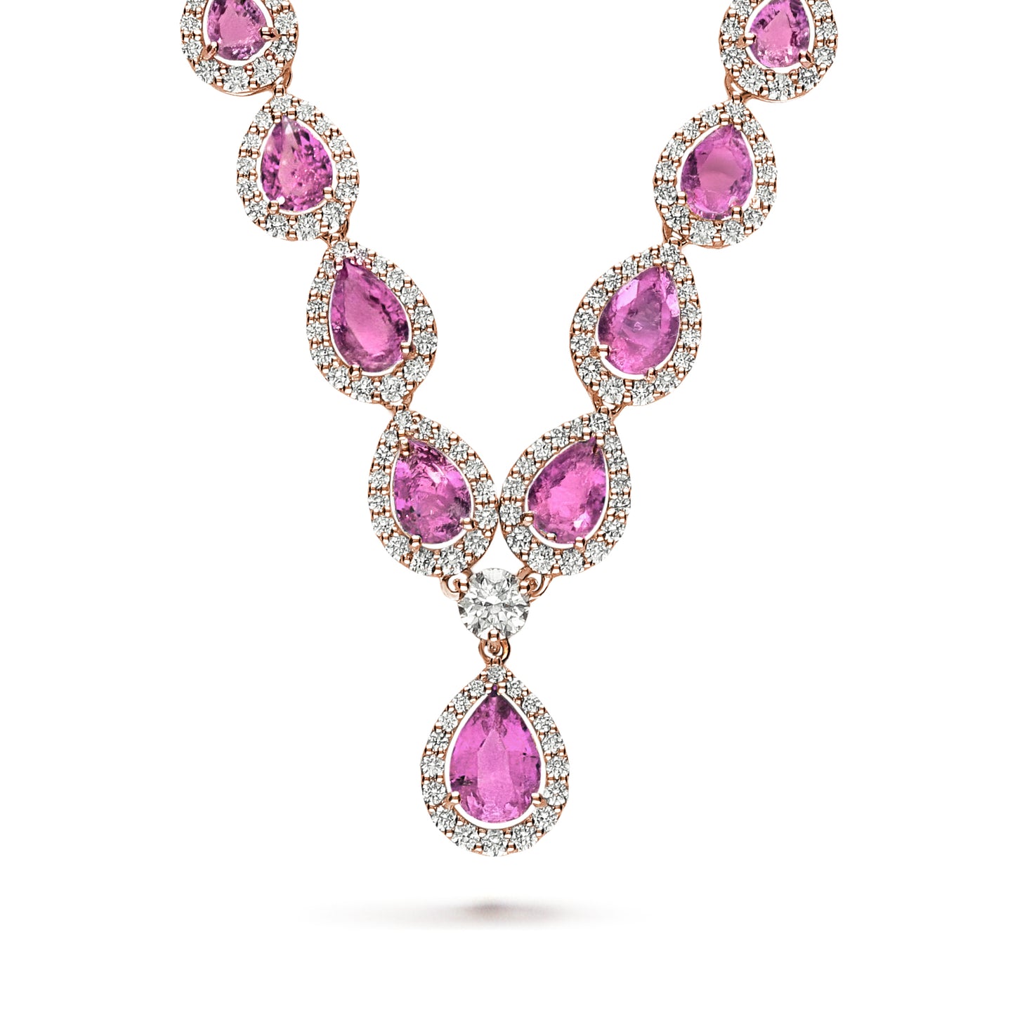 LEO PIZZO 18KR DIAMOND AND PINK SAPPHIRE NECKLACE