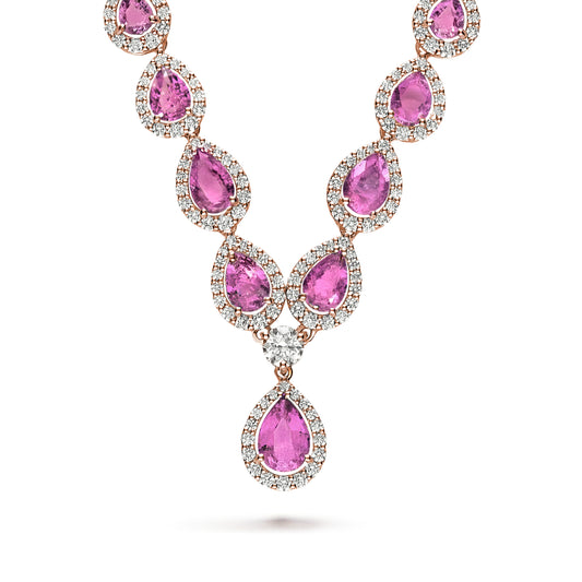 LEO PIZZO 18KR DIAMOND AND PINK SAPPHIRE NECKLACE