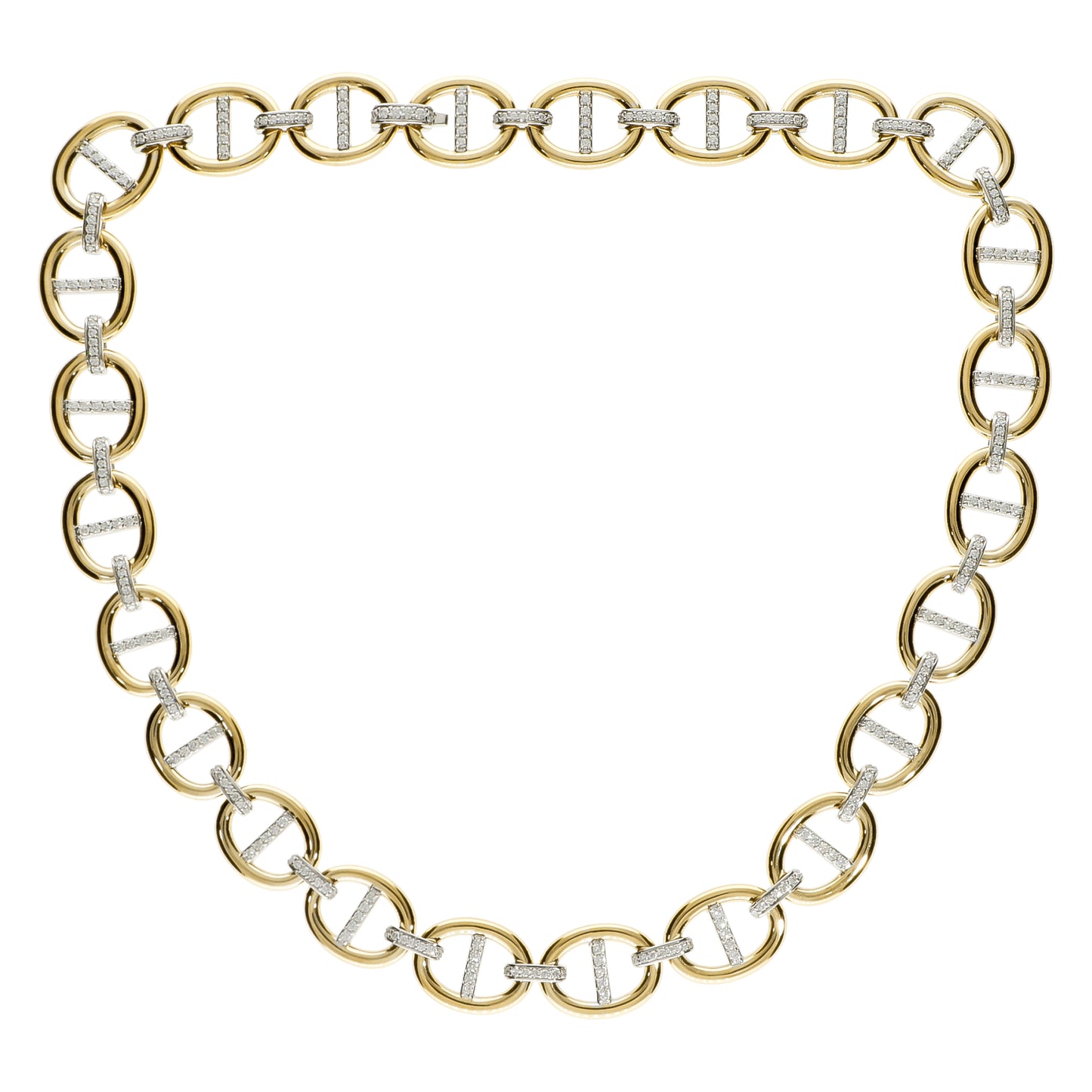 LEO PIZZO 18KYW DIAMOND LINK NECKLACE