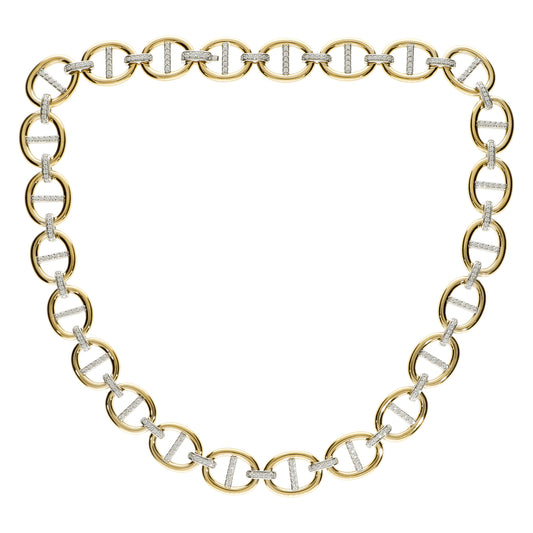 LEO PIZZO 18KYW DIAMOND LINK NECKLACE