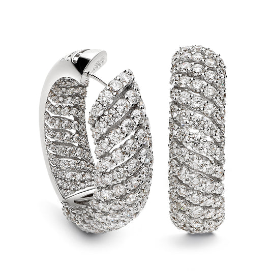 LEO PIZZO 18KW DIAMOND PAVE HOOP EARRINGS