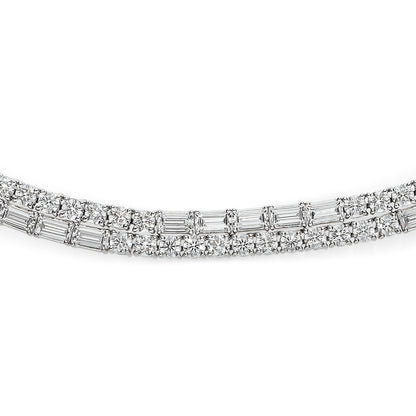 LEO PIZZO 18KW DOUBLE ROW ROUND AND BAGUETTE DIAMOND NECKLACE
