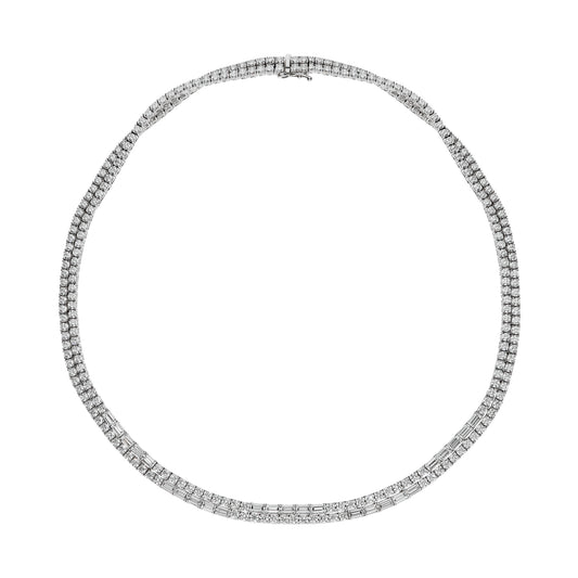 LEO PIZZO 18KW DOUBLE ROW ROUND AND BAGUETTE DIAMOND NECKLACE