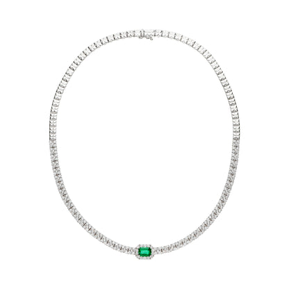 LEO PIZZO 18KW DIAMOND NECKLACE WITH EMERALD CENTER STONE