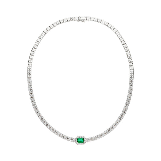 LEO PIZZO 18KW DIAMOND NECKLACE WITH EMERALD CENTER STONE