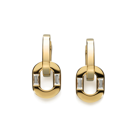 LEO PIZZO 18KY DIAMOND LINK DANGLE EARRINGS