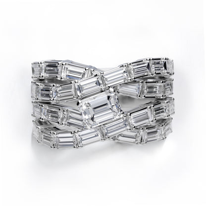 LEO PIZZO 18KW BAGUETTE CRISS CROSS DIAMOND RING