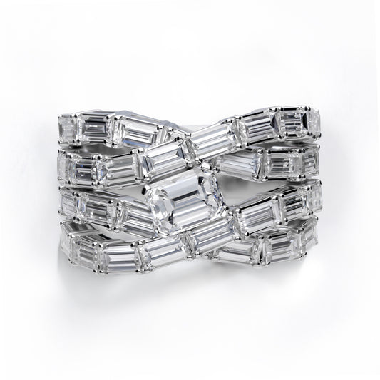 LEO PIZZO 18KW BAGUETTE CRISS CROSS DIAMOND RING
