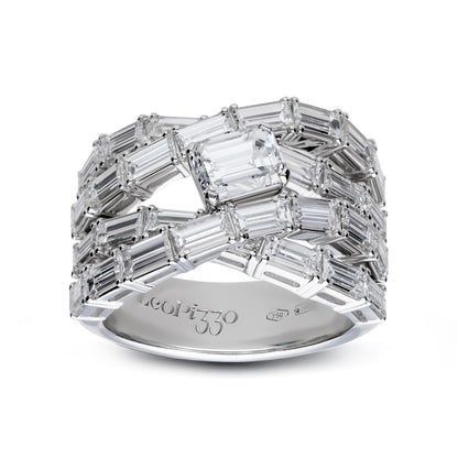 LEO PIZZO 18KW BAGUETTE CRISS CROSS DIAMOND RING