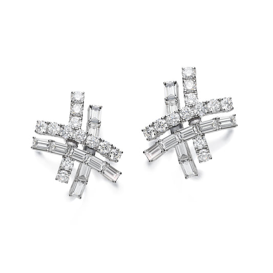 LEO PIZZO 18KW DIAMOND CRISS CROSS EARRINGS