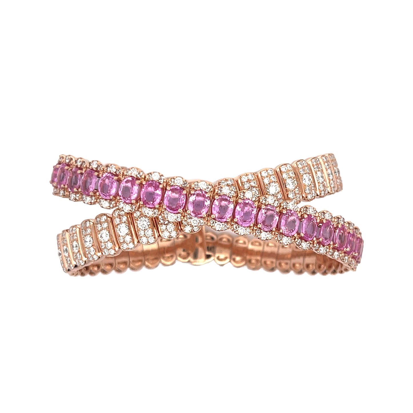 18KR DIAMOND AND PINK SAPPHIRE BANGLE