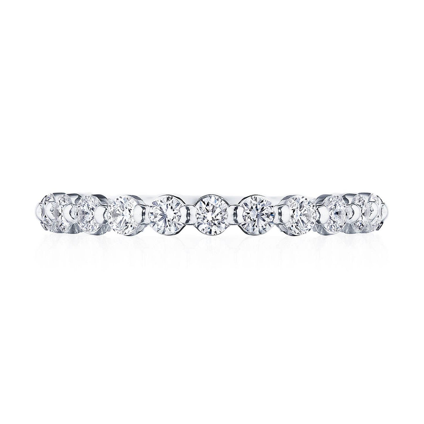 PLATINUM SCULPTED 3/4 WAY DIAMOND WEDDING BAND .80TWT