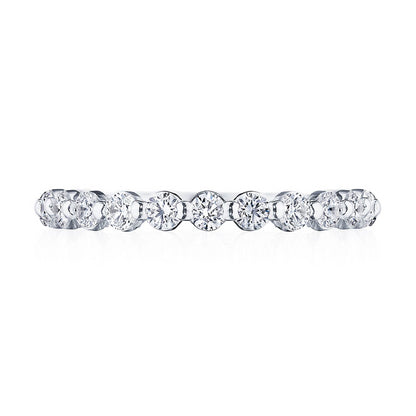 PLATINUM SCULPTED 3/4 WAY DIAMOND WEDDING BAND .80TWT