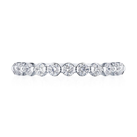 PLATINUM SCULPTED 3/4 WAY DIAMOND WEDDING BAND .80TWT