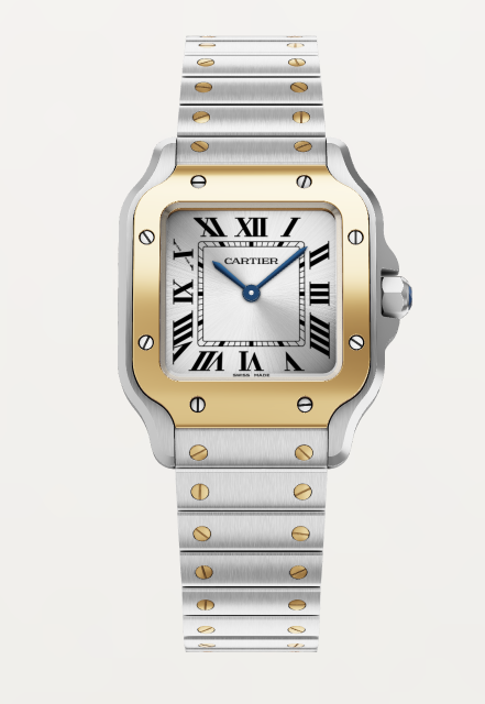 18KY/SS SANTOS SMALL MODEL BRAC W/ STRAP QUARTZ