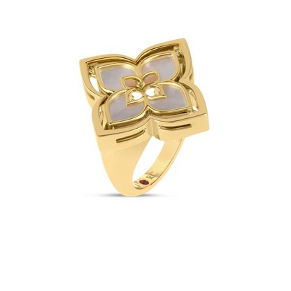 18KY VENETIAN PRINCESS PIROUETTE PAVE FLOWER RING