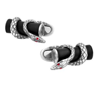 ROUGE ET NOIR SERPENT DETAIL BLACK RUTHENIUM CUFFLINKS
