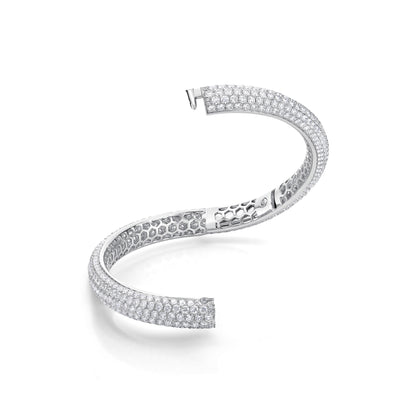 18KW 5ROW PIROUETTE PAVE DIA 11.20TW BANGLE
