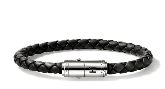 SS 6MM LEATHER BRACELET