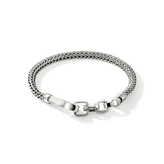 MENS 5MM STERLING SILVER HOOK CLASP BRACELET