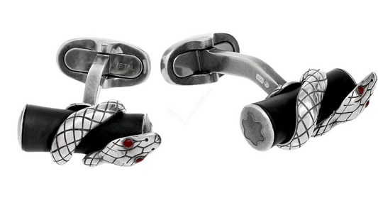 ROUGE ET NOIR SERPENT DETAIL BLACK RUTHENIUM CUFFLINKS
