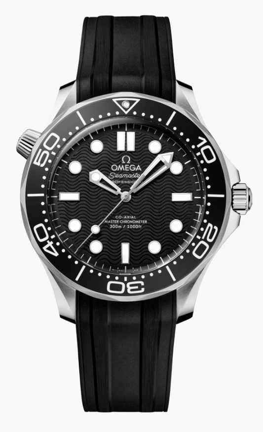 42M SS SEAMASTER DIVER BLK DL RUB STRP