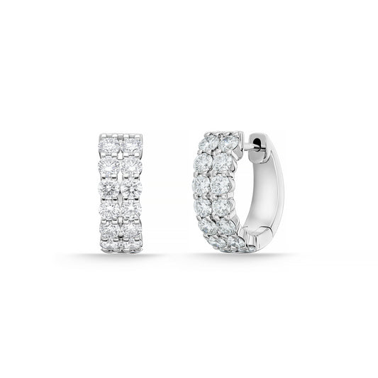 18KW DIAMOND PETITE PRONG DOUBLE ROW HUGGIES