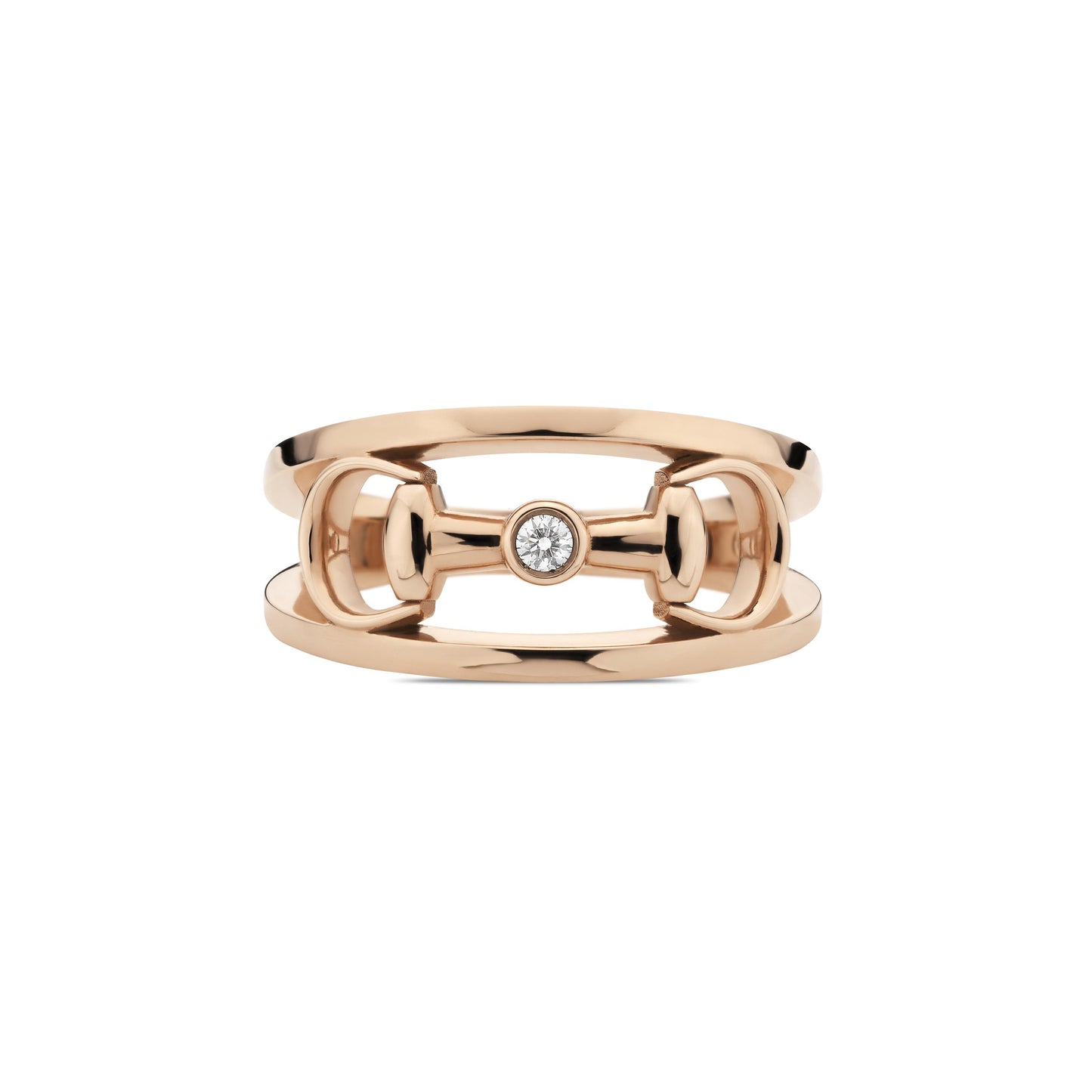 18KR HORSEBIT RING W/DIAMOND
