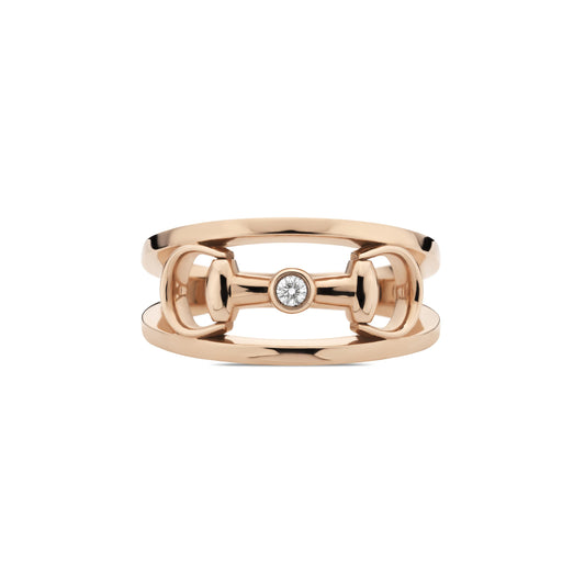 18KR HORSEBIT RING W/DIAMOND