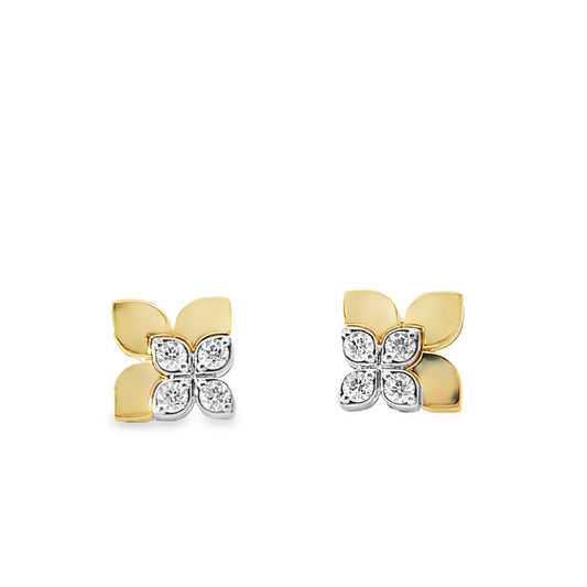18KYW DIAMOND TINY PRINCESS EARRINGS