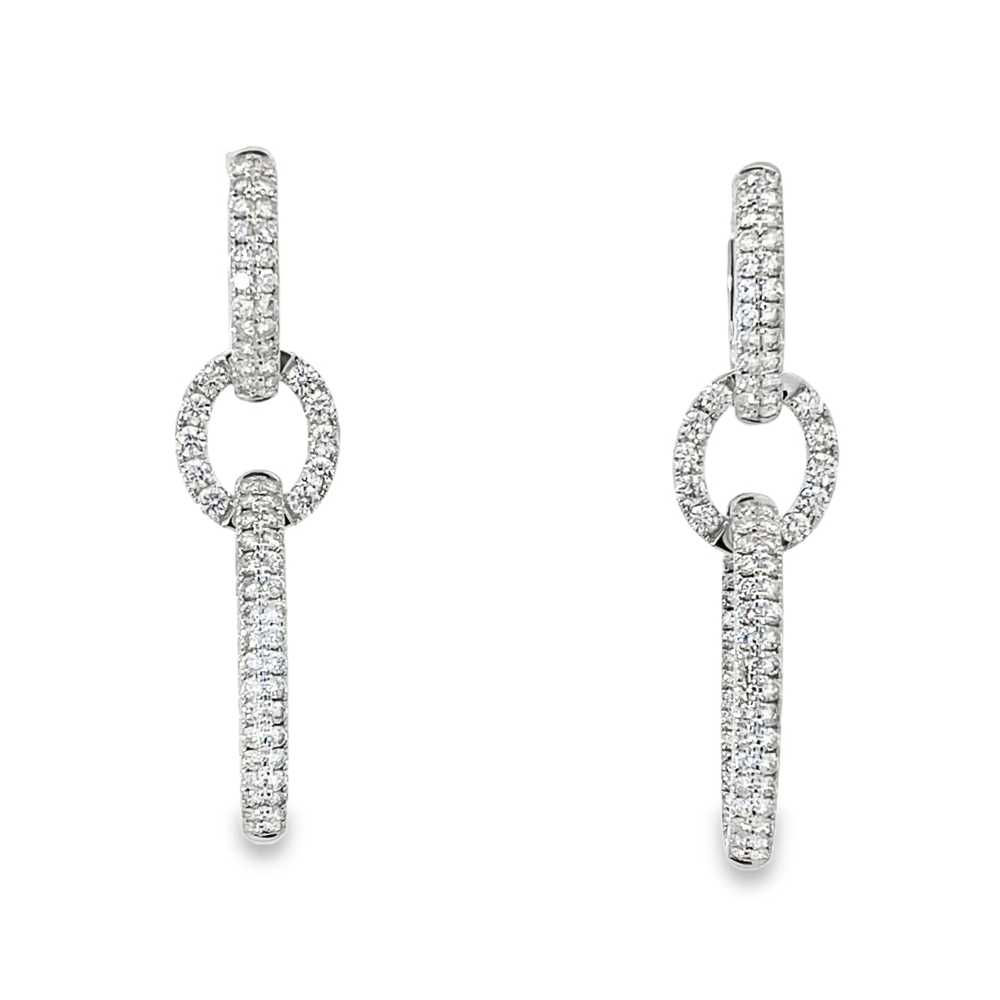18KW DIAMOND OVAL LINK DANGLE EARRINGS