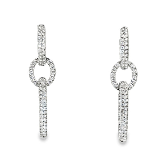 18KW DIAMOND OVAL LINK DANGLE EARRINGS