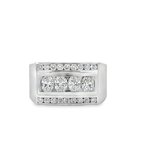 18KW MENS ROUND AND OVAL DIAMOND RING