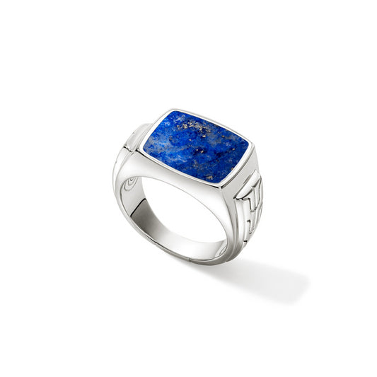 MENS SILVER AND LAPIS SIGNET RING