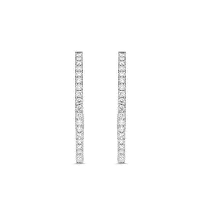 18KW OVAL DIAMOND HOOP EARRINGS