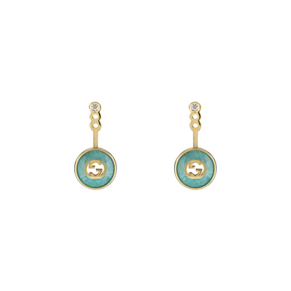 18KY GUCCI INTERLOCKING AMAZONITE EARRINGS