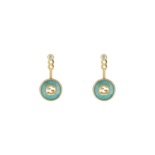 18KY INTERLOCKING AMAZONITE AND DIAMOND EARRINGS