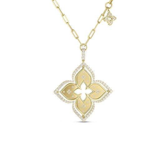 18KY VENETIAN PRINCESS PIROUETTE LARGE FLOWER NECKLACE