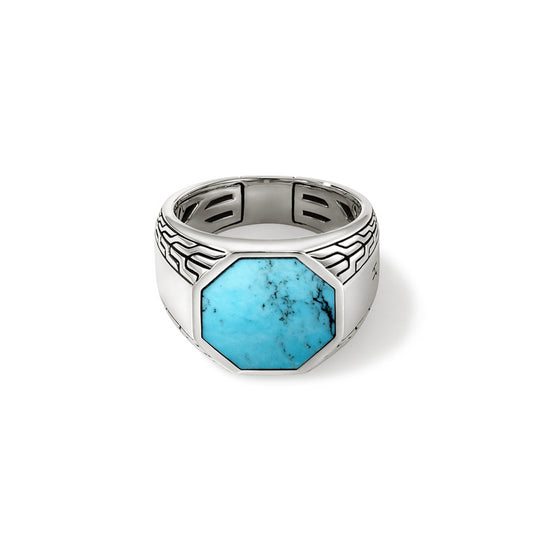 SILVER AND TURQUOISE SIGNET RING