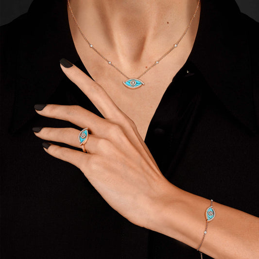 18KR & TURQUOISE LUCKY EYE BRACELET