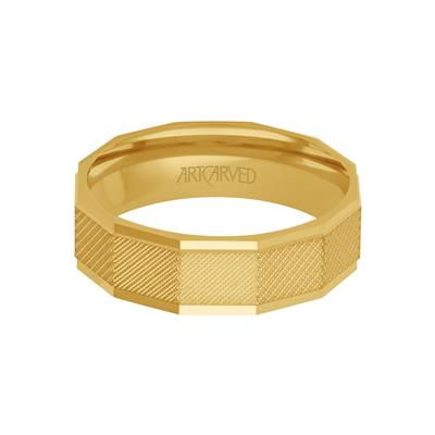 14KY 6.5MM FACETED GEOMETRIC BAND