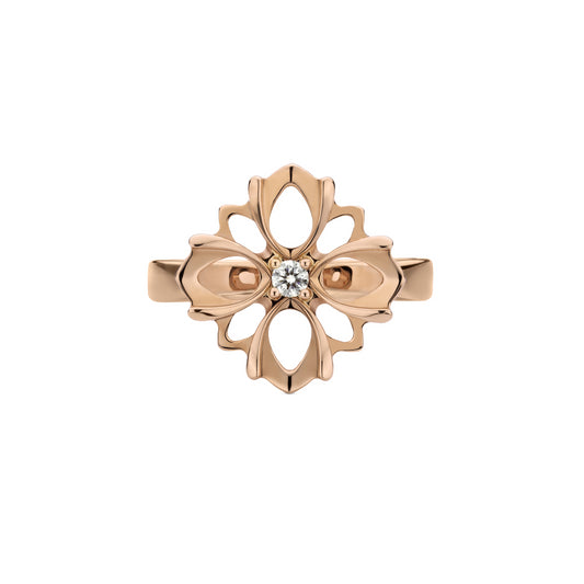 18KR GUCCI FLORA DIAMOND ACCENT RING