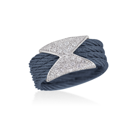 CABLE AND 18KW DIAMOND HOURGLASS BAND RING