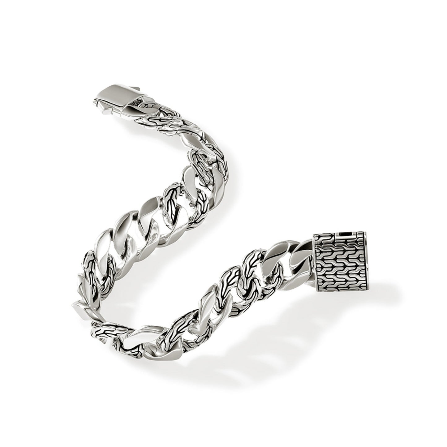 MENS STERLING SILVER  14MM CURB LINK BRACELET