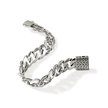 MENS STERLING SILVER  14MM CURB LINK BRACELET