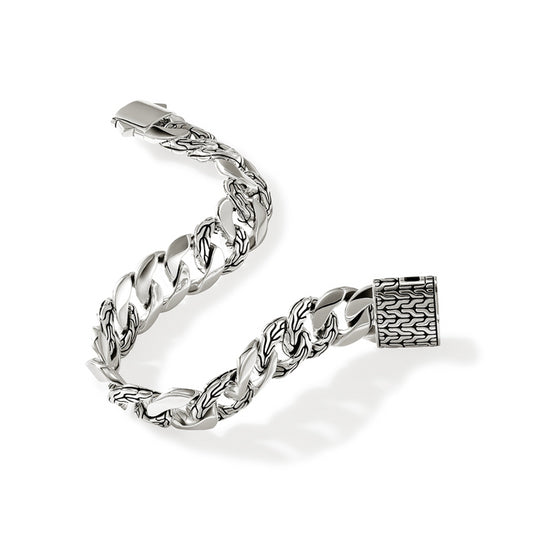 MENS STERLING SILVER  14MM CURB LINK BRACELET