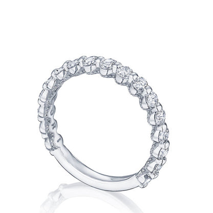 PLATINUM SCULPTED 3/4 WAY DIAMOND WEDDING BAND .80TWT