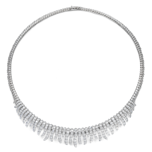 LEO PIZZO 18KW DIAMOND FEATHER COLLAR NECKLACE