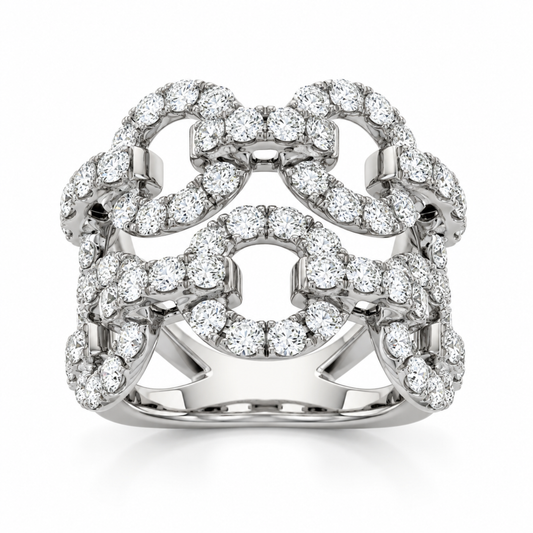 18KW DIAMOND FASHION LINK RING