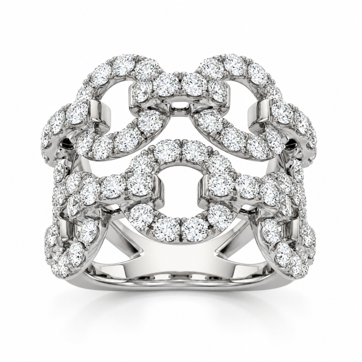 18KW DIAMOND FASHION LINK RING